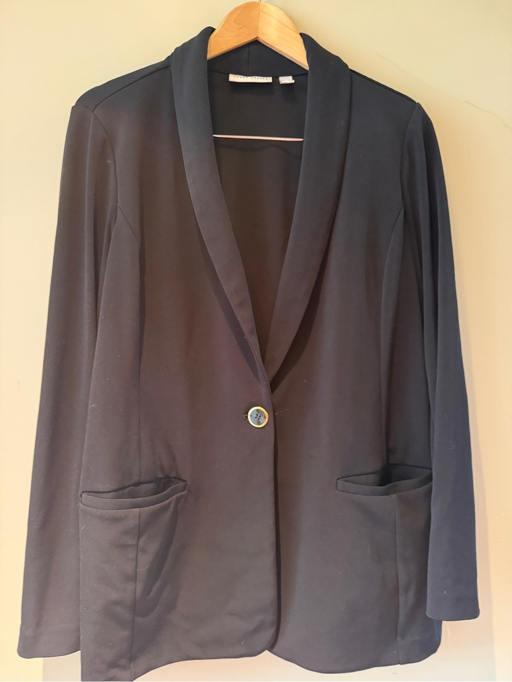 Susan Graver Black Single-Button Shawl Collar Blazer jacket size L